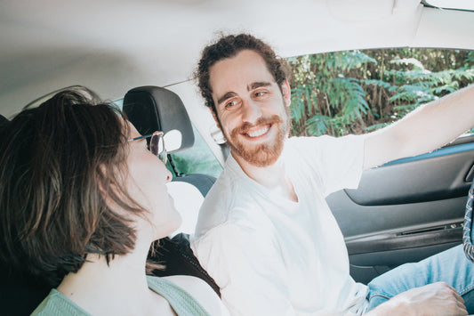 Driver and passengers inside a car