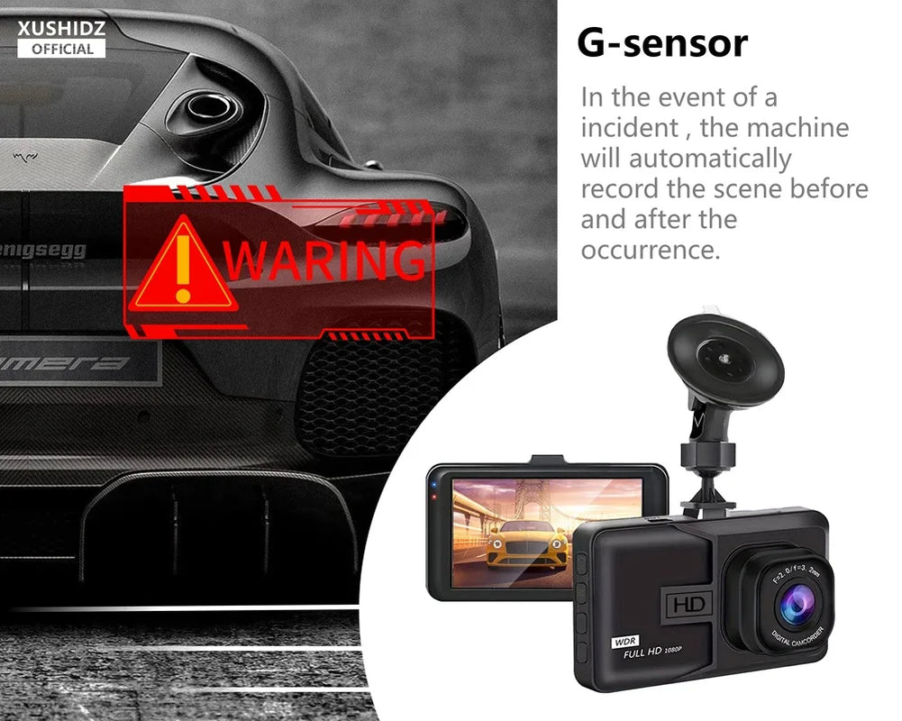 1080P dash cam with night vision and optional rear camera