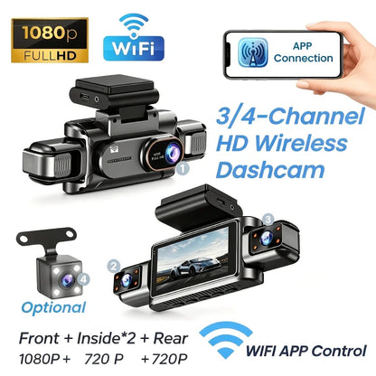 3 or 4 channel 1080P dash cam with WiFi and 3.5-inch screen