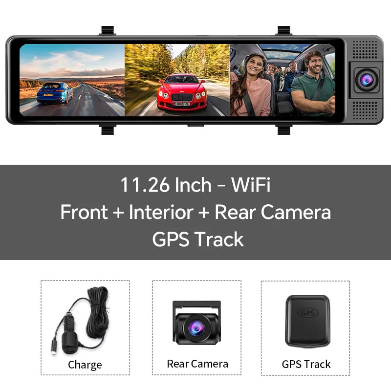 OBDPEAK H330 3-channel mirror dash cam with infrared cabin camera