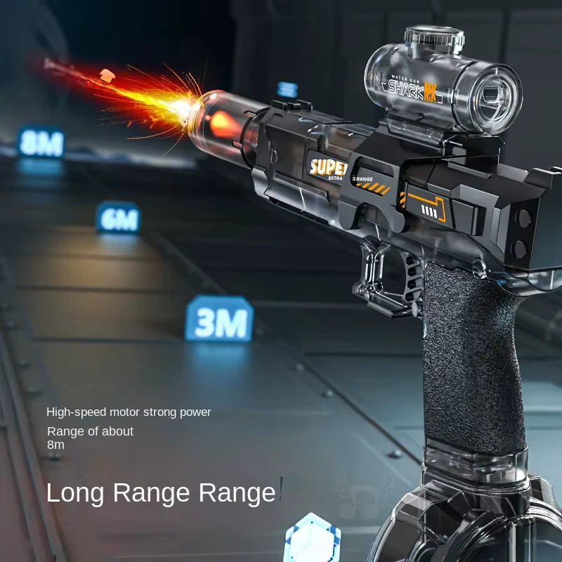 Electric Water Gun with Light Sprays Flame Effect Continuously High-Pressure Powerful Outdoor Water Gun Toys Pistolet Na Wode