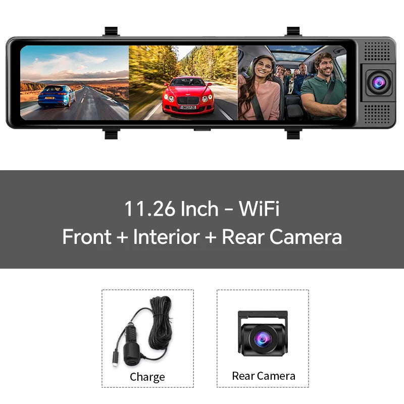 OBDPEAK H330 3-channel mirror dash cam with infrared cabin camera