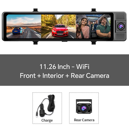 OBDPEAK H330 3-channel mirror dash cam with infrared cabin camera