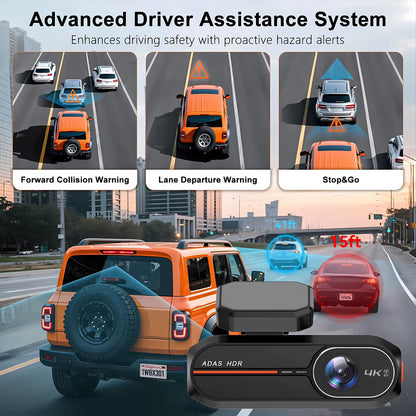 4K dash cam with optional 2.5K rear camera and WiFi app
