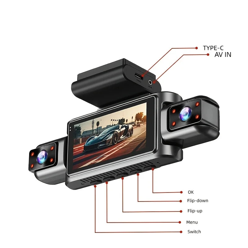 3 or 4 channel 1080P dash cam with WiFi and 3.5-inch screen