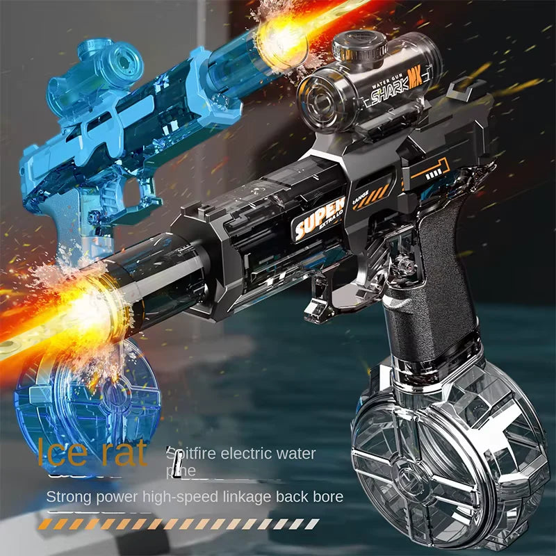 Electric Water Gun with Light Sprays Flame Effect Continuously High-Pressure Powerful Outdoor Water Gun Toys Pistolet Na Wode