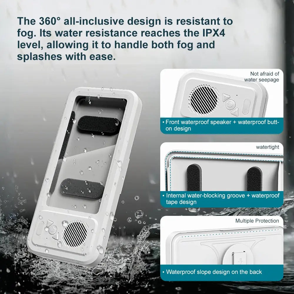 Mobile Phone Waterproof Box with Bluetooth Speaker, 360° Rotating Touch Screen Shower Phone Holder, Phone Mount Holder, Waterproof Cellphone Stand for Bathroom, Kitchen, Sink and Swimming Pool #GLOBAL PICKS