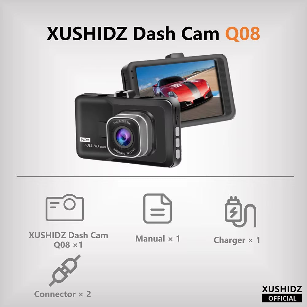 1080P dash cam with night vision and optional rear camera