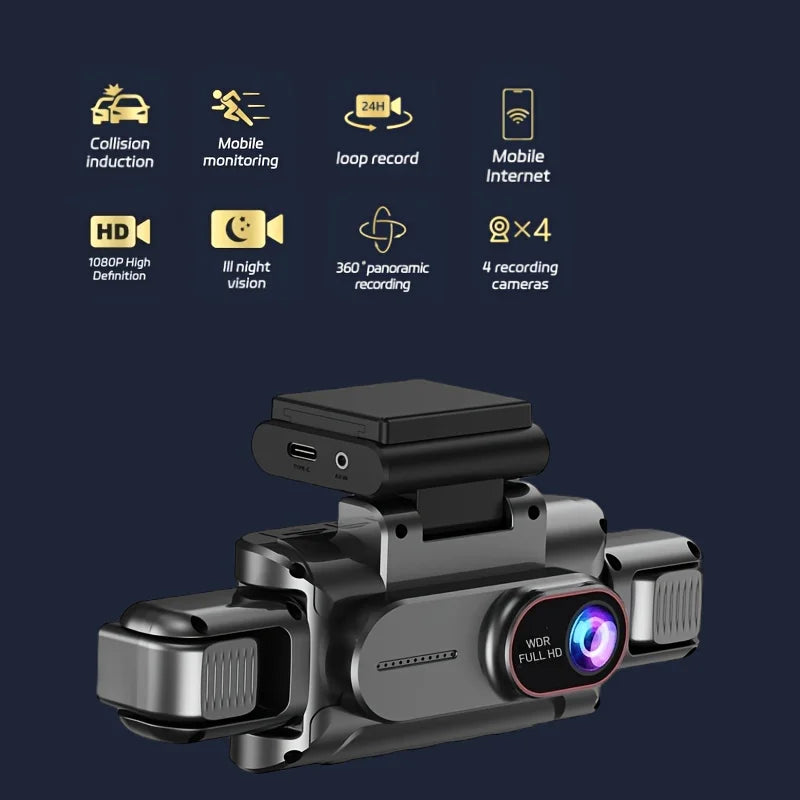 3 or 4 channel 1080P dash cam with WiFi and 3.5-inch screen