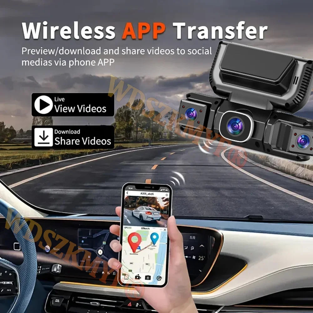4-channel 360-degree dash cam with front, rear and side cameras