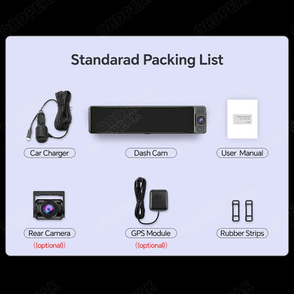 OBDPEAK H330 3-channel mirror dash cam with infrared cabin camera