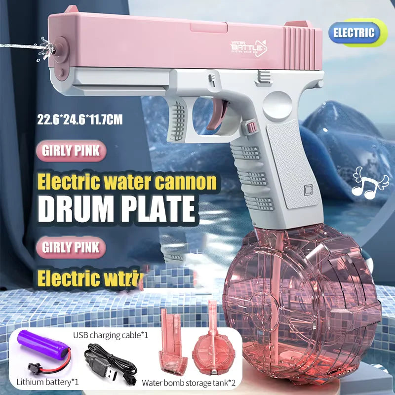 Electric Water Gun with Light Sprays Flame Effect Continuously High-Pressure Powerful Outdoor Water Gun Toys Pistolet Na Wode