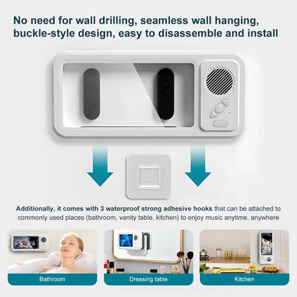Mobile Phone Waterproof Box with Bluetooth Speaker, 360° Rotating Touch Screen Shower Phone Holder, Phone Mount Holder, Waterproof Cellphone Stand for Bathroom, Kitchen, Sink and Swimming Pool #GLOBAL PICKS