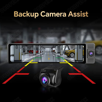 OBDPEAK H330 3-channel mirror dash cam with infrared cabin camera
