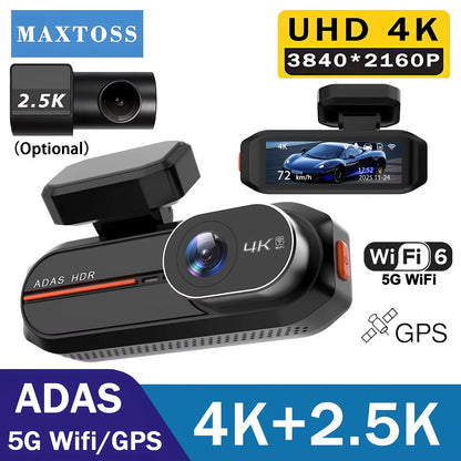 4K dash cam with optional 2.5K rear camera and WiFi app
