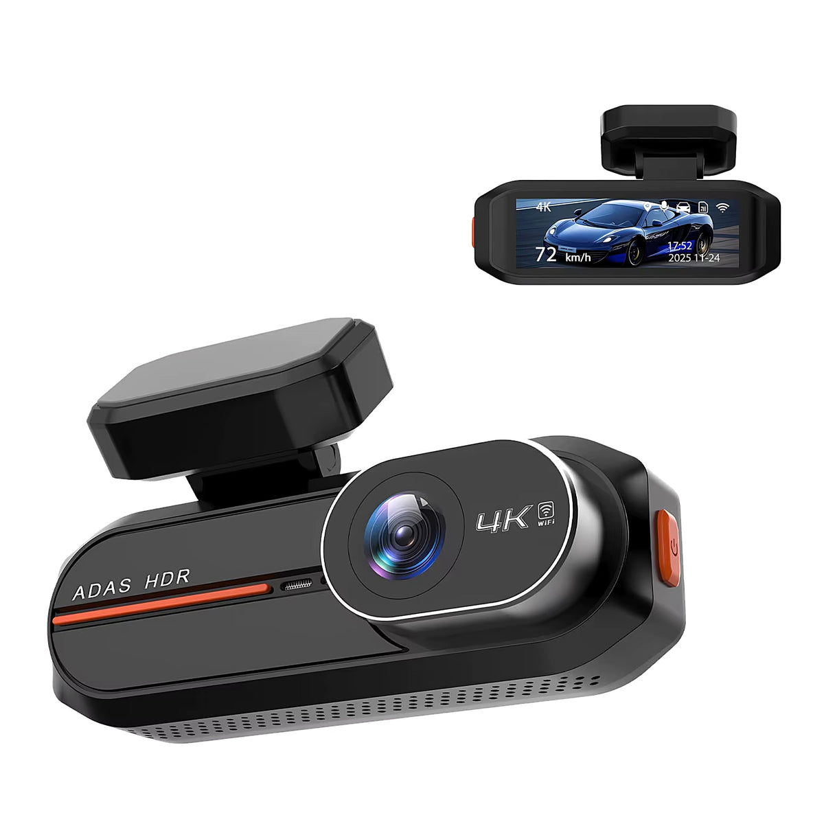 4K front dash cam with 2.5K rear camera and WiFi app control